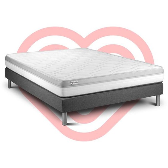 Ensemble sommier matelas 140x190 VITAL RELAX Mousse - 18 cm - Ferme - sommier kit gris