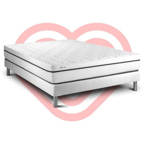 Ensemble sommier matelas 140x190 VITAL SPA Mémoire de forme - 24 cm - Ferme - sommier kit blanc