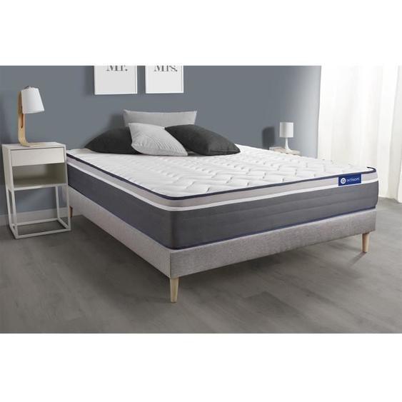 Ensemble sommier matelas 140x200 Actiflex plus - 26 cm - Très ferme - sommier kit gris