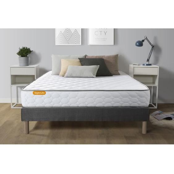 Ensemble sommier matelas 140x200 Memo Mémoire de forme - Très ferme - Gris