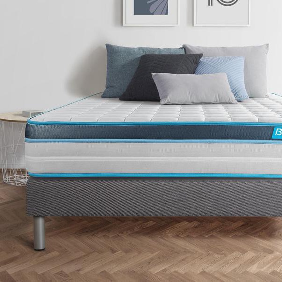 Ensemble sommier matelas 140x200 Perform Mémoire de forme - 23 cm - Ferme - sommier gris