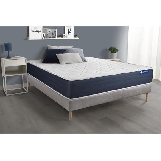 Ensemble sommier matelas 160x200 Actiflex sleep - 22 cm - Equilibré - sommier kit gris