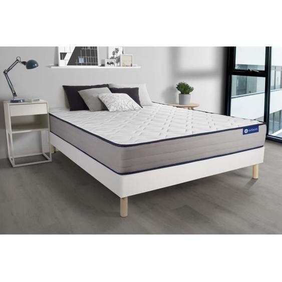 Ensemble sommier matelas 160x200 Actilatex form Latex et mémoire de forme - 22 cm - Ferme - sommier kit Blanc