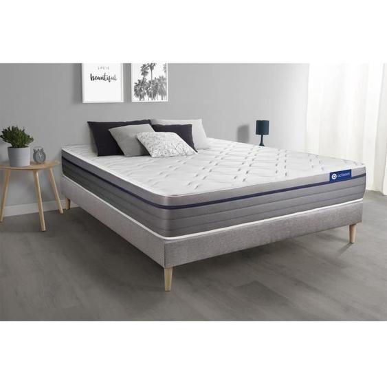 Ensemble sommier matelas 160x200 Actimemo zen - 26 cm - Equilibré - sommier kit gris