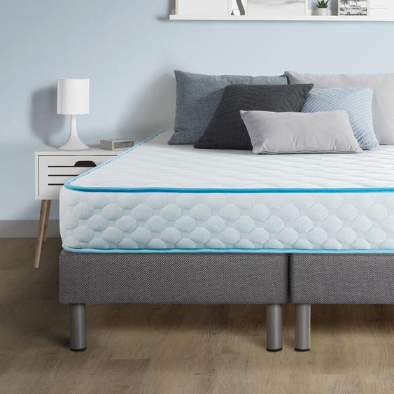 Ensemble sommier matelas 160x200 Bodyone Mousse HD micro alvéolé - 19 cm - Très ferme - double sommiers gris
