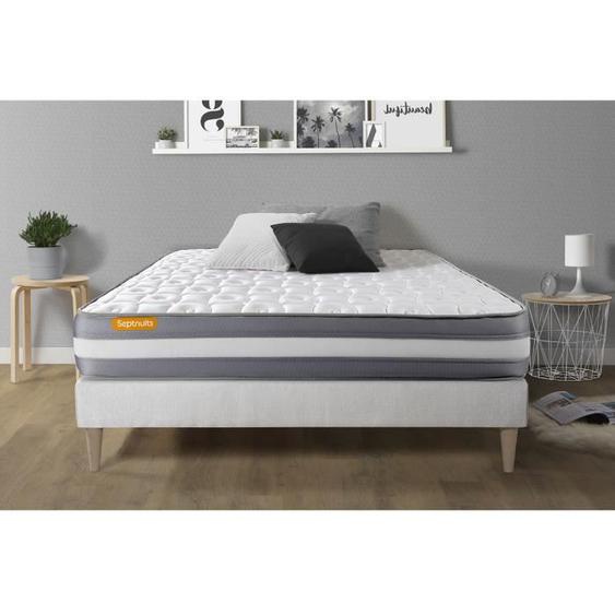 Ensemble sommier matelas 160x200 Memo plus Mémoire de forme - 24 cm - Ferme - sommier kit blanc