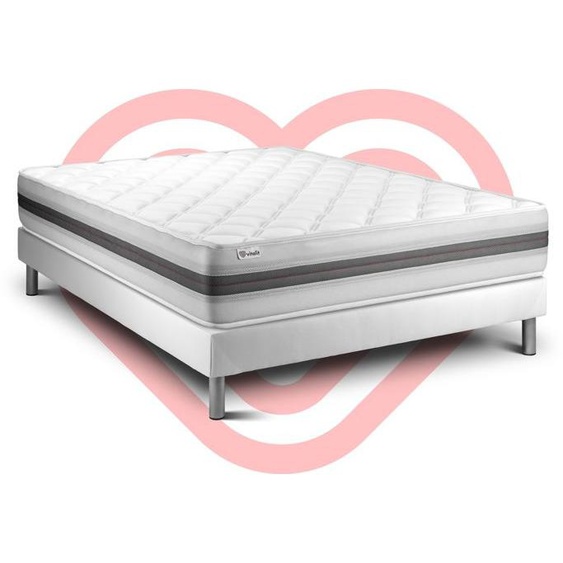 Ensemble sommier matelas 160x200 VITALMEMO BACK Mémoire de forme - 25 cm - Equilibré - sommier blanc