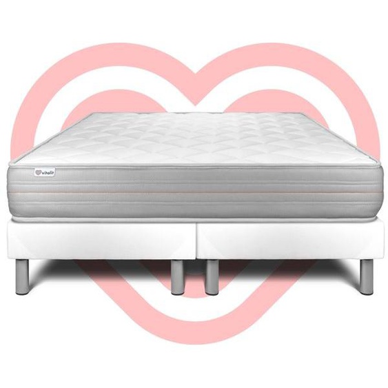 Ensemble sommier matelas 160x200 VITALMEMO Mémoire de forme - Ferme - Blanc