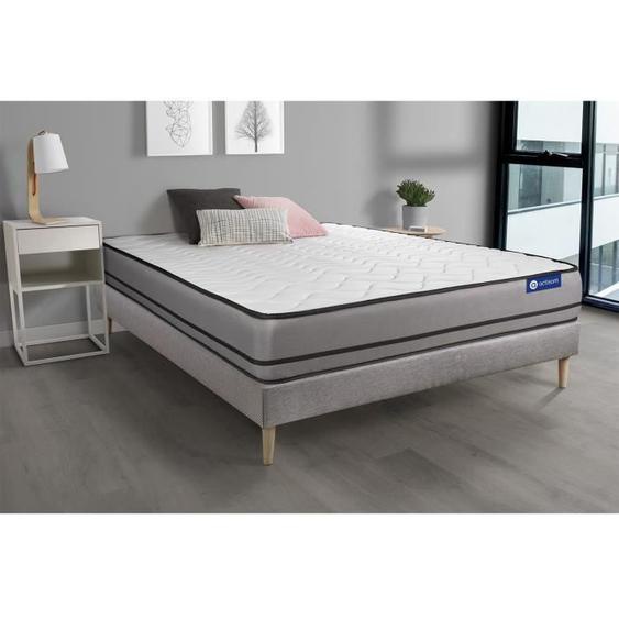Ensemble sommier matelas 180x200 Actilatex night - 20 cm - Très ferme - sommier kit gris