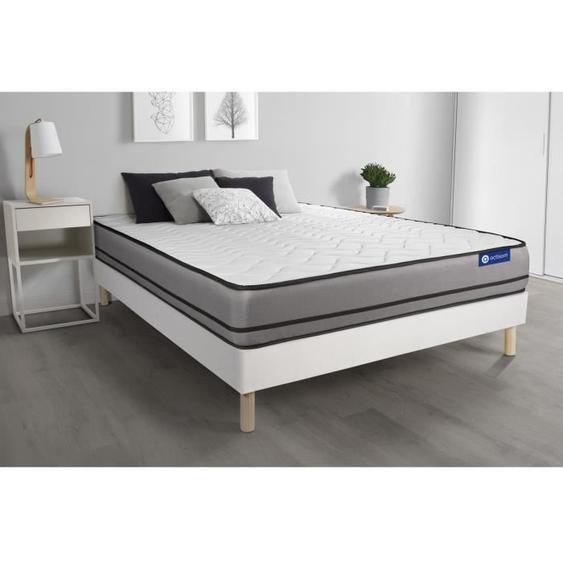 Ensemble sommier matelas 180x200 Actilatex night Latex et mémoire de forme - 20 cm - Très ferme - sommier kit Blanc