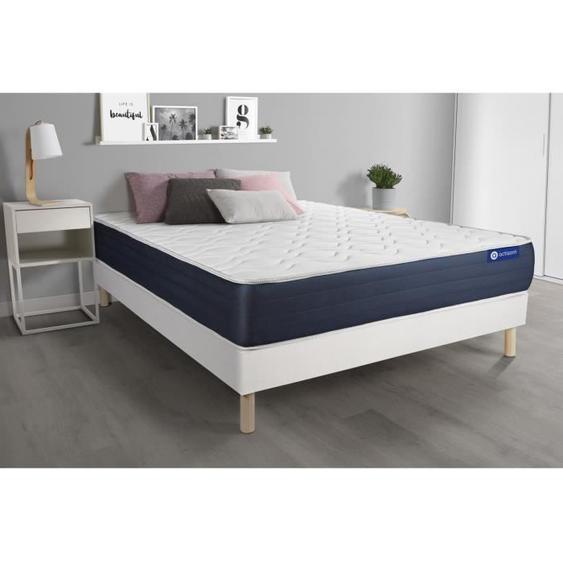 Ensemble sommier matelas 180x200 Actimemo sleep Mémoire de forme - 22 cm - Equilibré - sommier kit Blanc