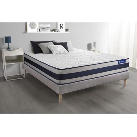 Ensemble sommier matelas 200x200 Actilatex ergo - 24 cm - Ferme - sommier kit gris