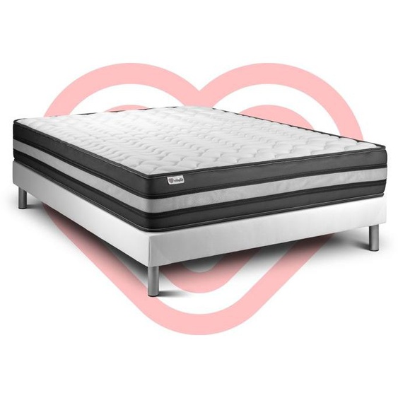 Ensemble sommier matelas 200x200 VITALPOWER ZEN Mémoire de forme ProfiZone - 23 cm - Ferme - sommier kit blanc