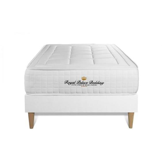 Ensemble sommier matelas 90x200 Balmoral Mémoire de forme - 24 cm - Ferme - sommier kit blanc