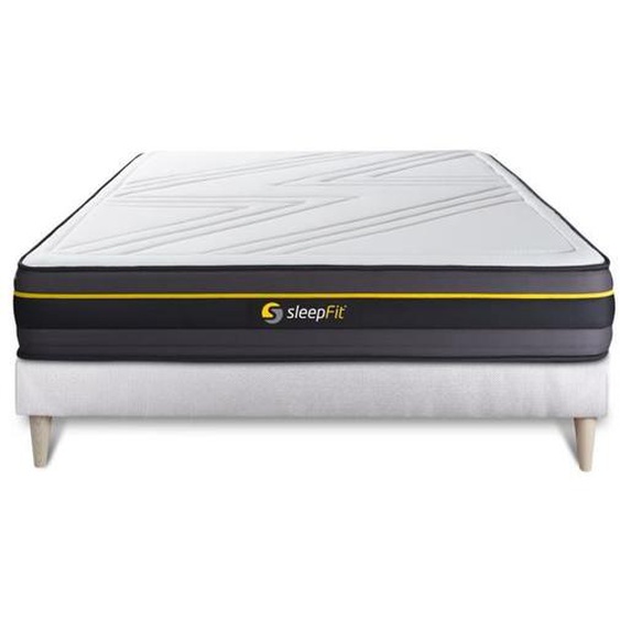 Ensemble sommier + matelas ACTIVE à mémoire de forme 140x200 - Ferme - Mousse HR - Blanc