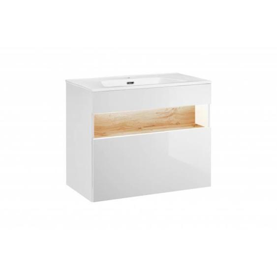 Ensemble sous-vasque - AC-DÉCO - Bahama - Blanc - 80 cm - Meuble de salle de bain