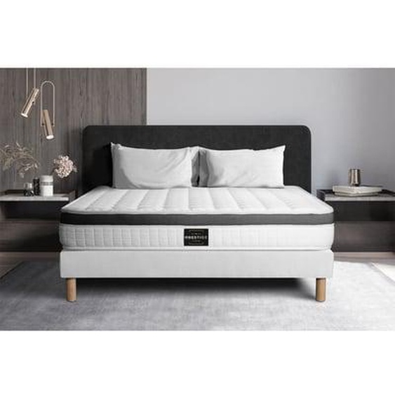 Ensemble Supérieur Mémoire de forme Sommier en kit  Blanc