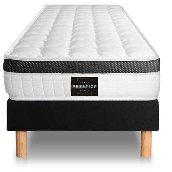 Ensemble Supérieur - PRESTIGE LITERIE - 120 x 200 cm - A lattes - Excellente indépendance de couchage - Noir