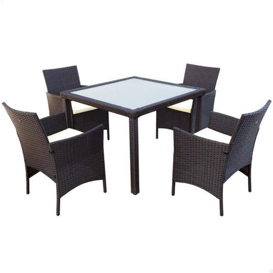 Ensemble table + 4 chaises Aktive - Blanc - Rectangulaire - Métal