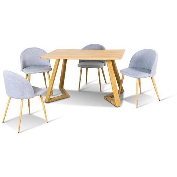 Ensemble table à manger rectangulaire et 4 chaises scandinaves bois en bois - TreviRossi
