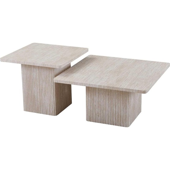 Ensemble table basse Destiny | 60 x 60 x 52 cm / 80 x 80 x 42 cm | Design coloré beige