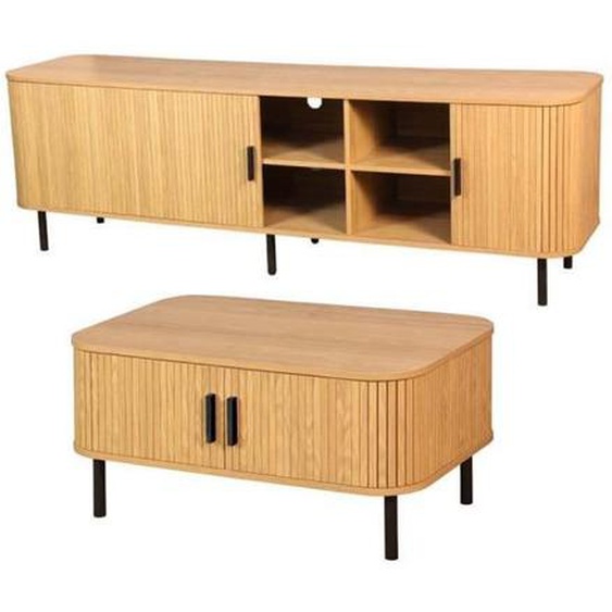 Ensemble table basse et meuble TV - AUBRY GASPARD - Kyoto - Bois médium - Métal - Contemporain