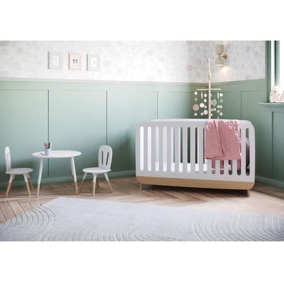 Ensemble table + chaises - FIMIANA - Style scandinave - Blanc mat / Chêne kronberg - DEMEYERE
