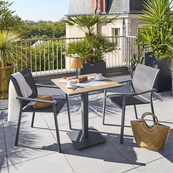 Ensemble table de bistro LAMBADA + 2 chaises empilables ESSENTIA Graphite places - Acier traité époxy, Céramique Hespéride