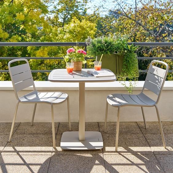 Ensemble table de jardin carrée + 2 chaises ALEGORIA Argile places - Acier, Traitement anti-rouille renforcé Hespéride