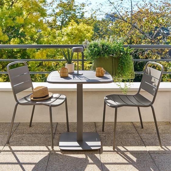 Ensemble table de jardin carrée + 2 chaises ALEGORIA Café places - Acier, Traitement anti-rouille renforcé Hespéride