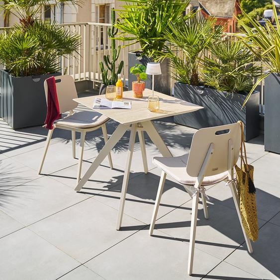 Ensemble table de jardin carrée + 2 chaises TERZANO Argile places - Aluminium traité époxy Hespéride