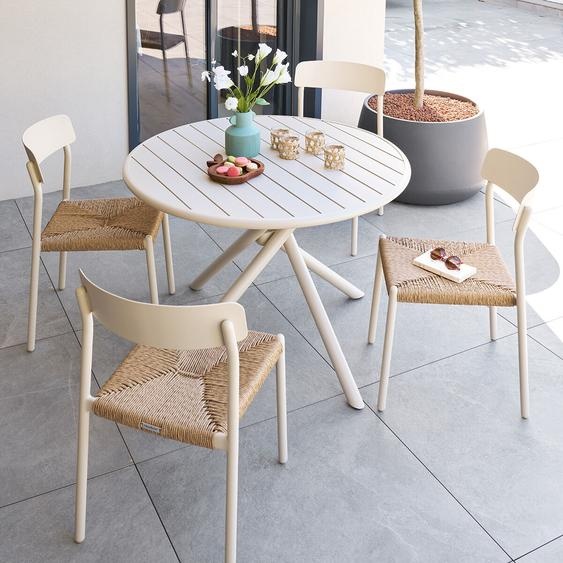 Ensemble table de jardin NEBULLIA + 4 chaises WISTTY Argile places - Aluminium traité époxy, Traitement anti-rouille renforcé Hespéride