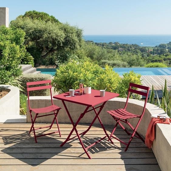 Ensemble table de jardin pliante carrée + 2 chaises GREENSBORO Grenade places - Acier traité époxy, Traitement antirouille renforcé Hespéride