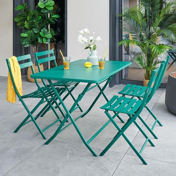 Ensemble table de jardin pliante rectangle + 2 chaises GREENSBORO Opale 4 places - Acier, Traitement anti-rouille renforcé Hespéride