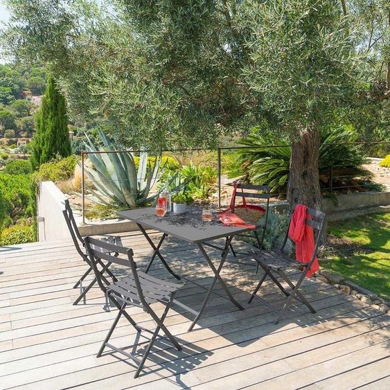 Ensemble table de jardin pliante rectangulaire + 4 chaises GREENSBORO Graphite places - Acier traité époxy, Traitement antirouille renforcé Hespéride