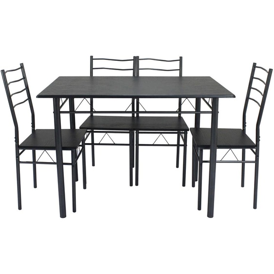 Ensemble table et 4 chaises HELL coloris noir