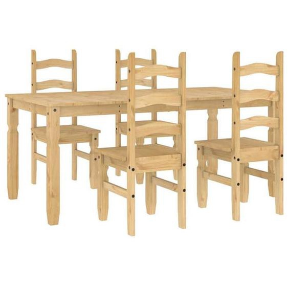 Ensemble Table et 4 Chaises, Set de Salle à Manger Panama 5 pcs, bois de pin massif,54.5 Kg 11845