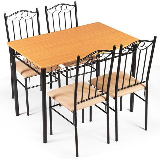 Ensemble table et 4 chaises table a manger avec 4 chaises rembourrees cadre en metal pour cuisine restaurant salon