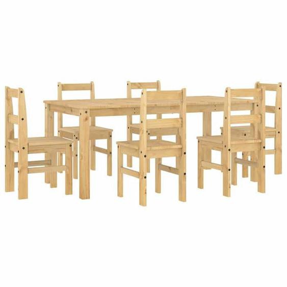 Ensemble Table et 6 Chaises, Set de Salle à Manger Panama 7 pcs, bois de pin massif,62.5 Kg 93420