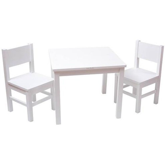 Ensemble Table Et Chaises Enfant En Bois 4-7 Ans Blanc