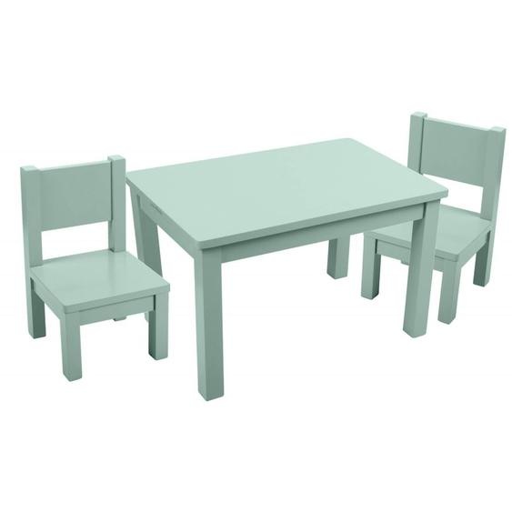 Ensemble Table Et Chaises Enfant En Bois 4-7 Ans Vert Sauge