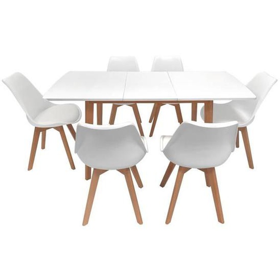 Ensemble table extensible - HAPPY GARDEN - NORA - Blanc - Scandinave - Moderne