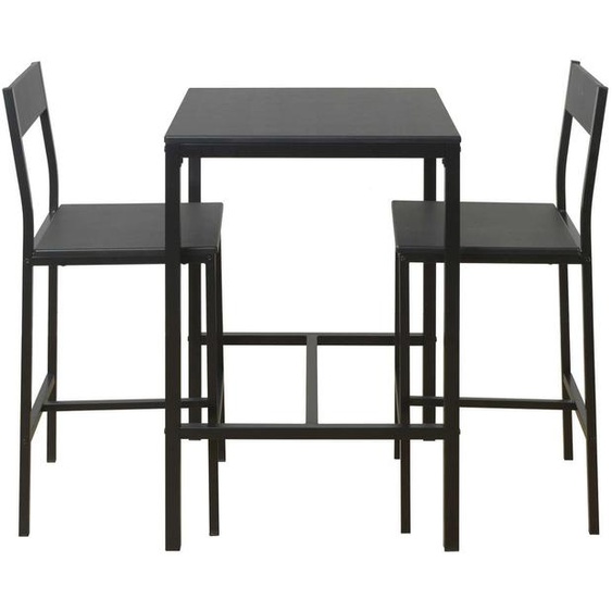Ensemble table haute + 2 tabourets JAMIE coloris noir