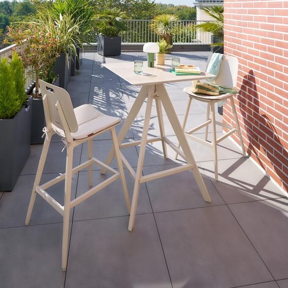 Ensemble table haute de jardin + 2 chaises hautes TERZANO Argile places - Aluminium traité époxy Hespéride