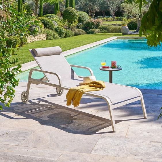 Ensemble transat OSMALA Beige   Argile + table d’appoint SOLETIA Texaline, Aluminium traité époxy Hespéride