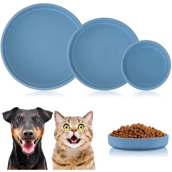 Ensemble Unyqoos® – 3 gamelles en silicone pour chats, dimensions 18 x 2,5 cm, sans BPA, antidérapantes, compatibles lave-vaisselle et micro-ondes, pour aliments secs et humides