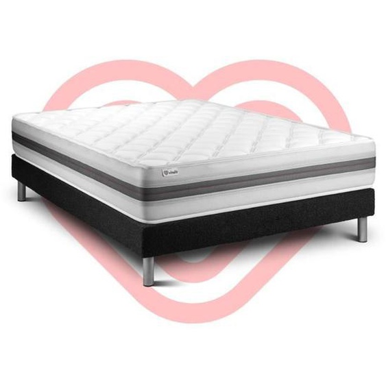 Ensemble VITALMEMO BACK 180x200cm sommier kit Noir