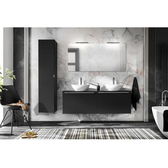 Ensembles salle de bain - AC-Déco - Ensemble complet avec meuble double vasque + 4 éléments - 120 cm - Rosario Black