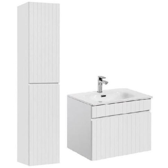 Ensemble meuble vasque à encastrer - AC-DÉCO - Emblematic White - 60 cm - Colonne incluse - Design contemporain