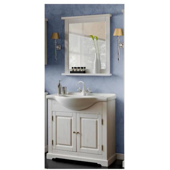 Ensembles salle de bain - Ensemble meuble vasque + miroir - Bois - 85 cm - Sophie Blanc